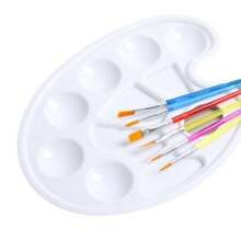 1入組藝術畫油畫筆工具顏色調色盤套裝（1個調色盤+6支畫筆） - 彩色 - 查看 5