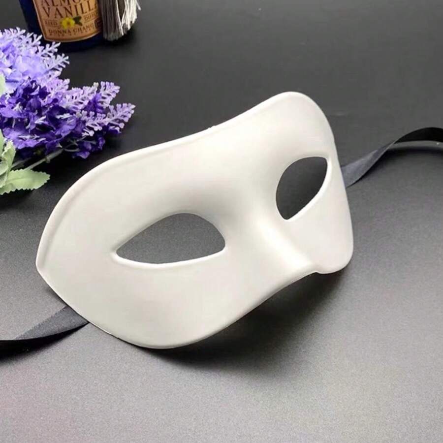 Black/White/Gold/Silver Plain Carnival/Fantasy Mask For Party. - Trắng - Xem 1