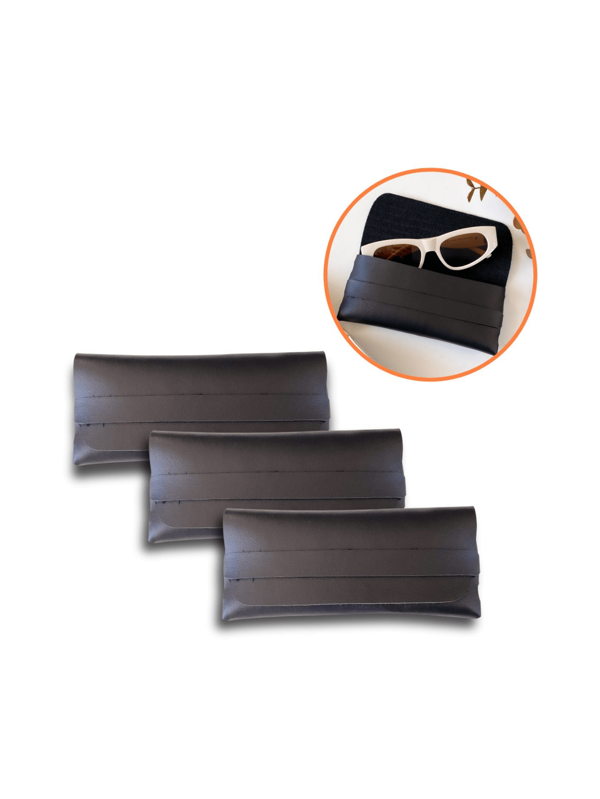 Kit 3 Capinha Estojo Para Oculos De Sol E Óculos De Grau Case Couro