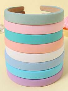 1只糖果色海綿髮帶,適用於兒童 - 可愛甜美的馬卡龍髮箍 - 藕粉色 - 查看 3