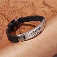 1pc Fashionable To My Grandson Stainless Steel Silicone Bangle Bracelet For Men - Silver - View 11