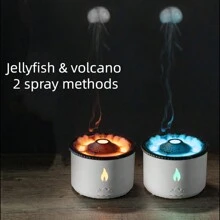 360ml超音波加濕器,火山火焰芳香噴霧機,空氣加濕器,帶可愛的煙環夜燈,香氛機,適用於家庭、辦公室、旅行 - 裂紋 - 查看 7