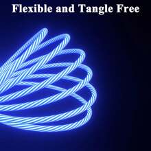 三合一快速充电 LED 发光充电线，耐用 TPE 充电数据线，兼容 17/16/15/14/13/12/11/XS/XR/8/7/6、S25/S24 Ultra/S24/S23 Ultra/S23/S22/S21 系列、高效快速充电线 - 藍色 - 查看 3