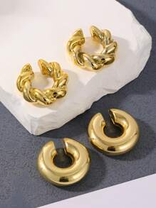 2對時尚c形不鏽鋼女士耳夾套裝