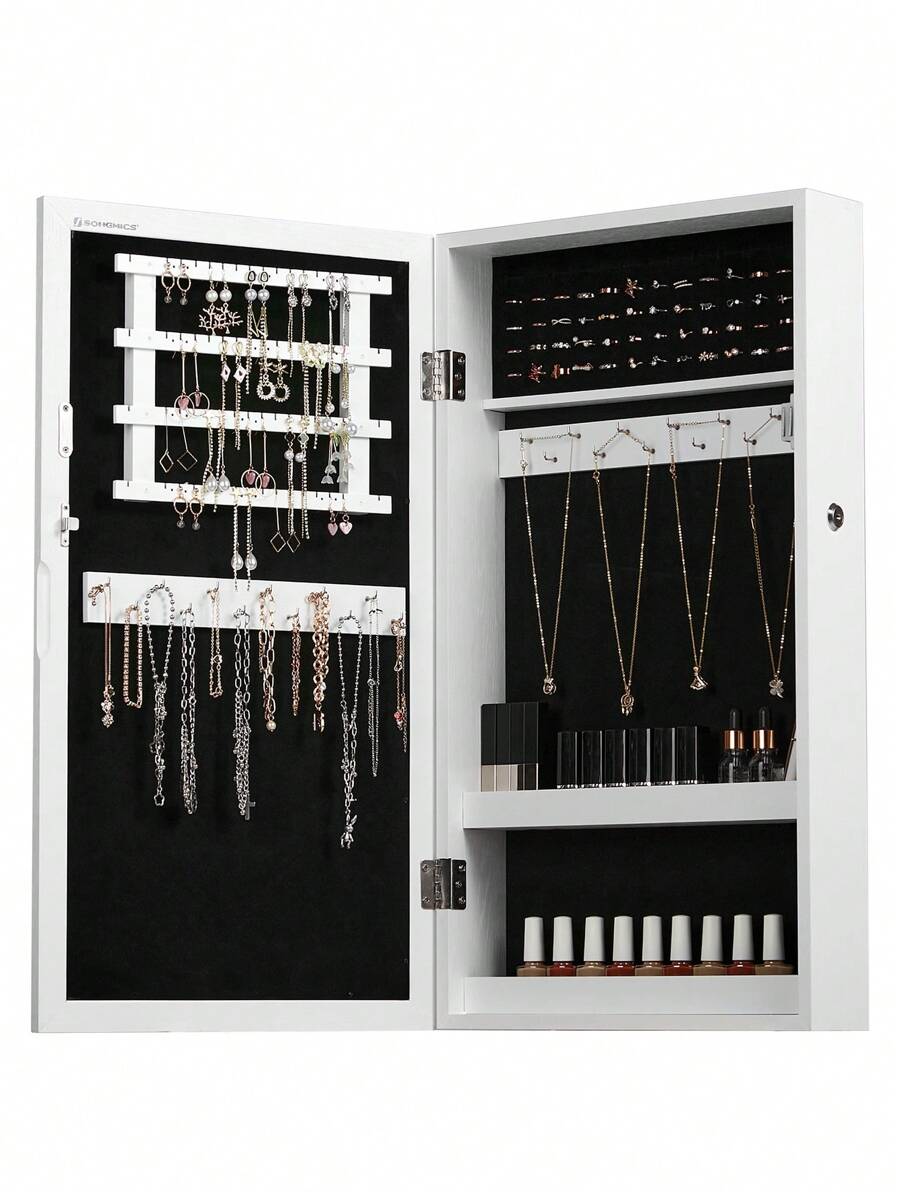 SONGMICS WallMounted Jewellery Mirror With Storage, Lockable