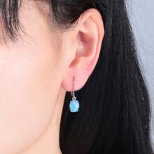 CiNily 1對火焰多色橢圓切割蛋白石擺動耳環,14k鍍金搭扣寶石掉耳環,適合女性和女孩的情人節禮物 - 橢圓 - 查看 6