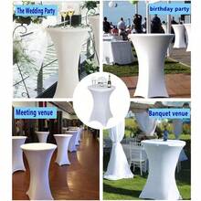 12PCS (White) Polyester Fiber 32 X 43 Inch Cocktail Table Cover, Suitable For Round Tables, Elastic Cocktail Tablecloth, Widely Used In Banquets/Weddings/Hotels/Conferences/Parties/Bars/Birthdays, Etc - 12 Pieces - View 7