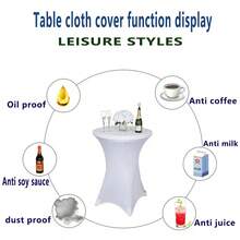 12PCS (White) Polyester Fiber 32 X 43 Inch Cocktail Table Cover, Suitable For Round Tables, Elastic Cocktail Tablecloth, Widely Used In Banquets/Weddings/Hotels/Conferences/Parties/Bars/Birthdays, Etc - 12 Pieces - View 5