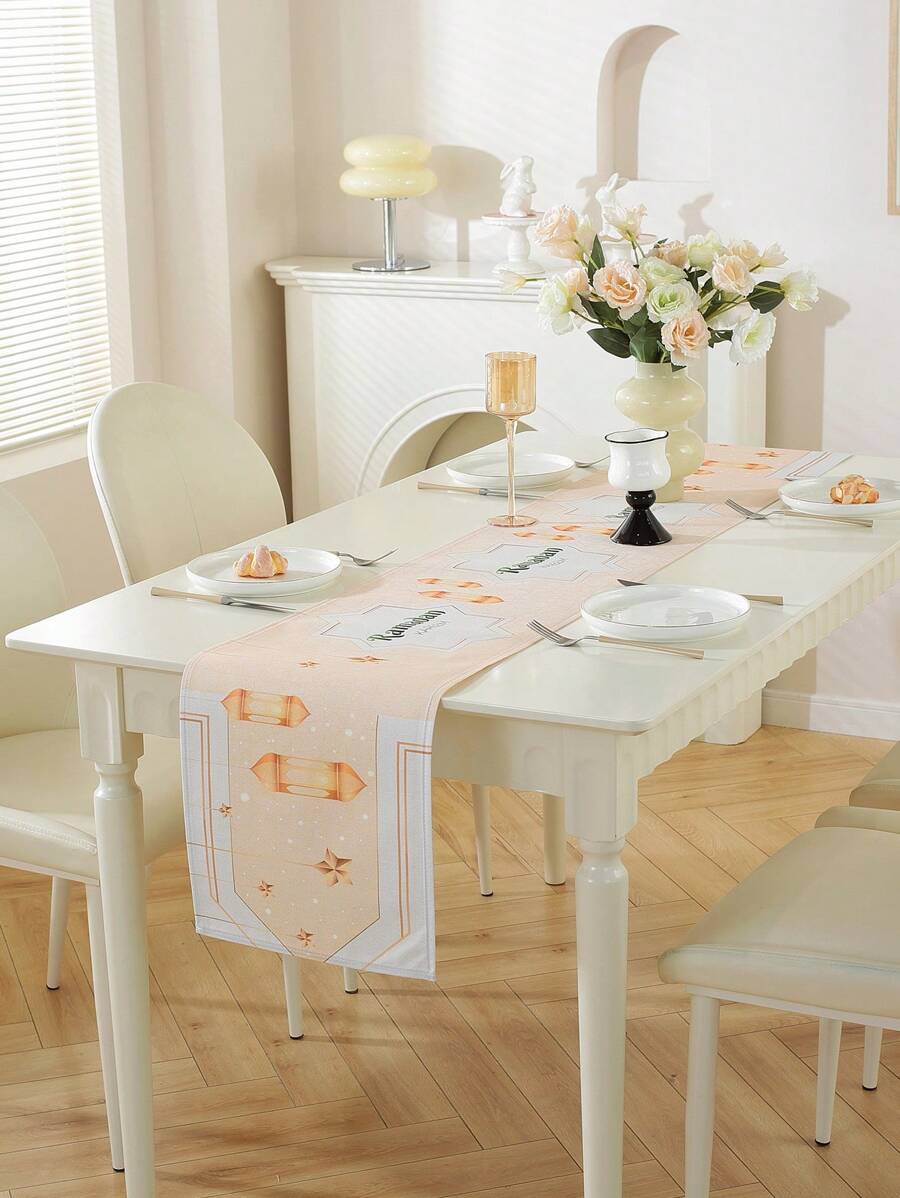 1pc Decoration Table Runner With Digital Printing Design For Party, Gathering, And Home Dining Table - Multicolor - View 1