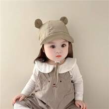 嬰幼兒春夏防曬帽男童女孩帽子可愛大簷遮陽釣魚帽 - 米色 - 查看 10