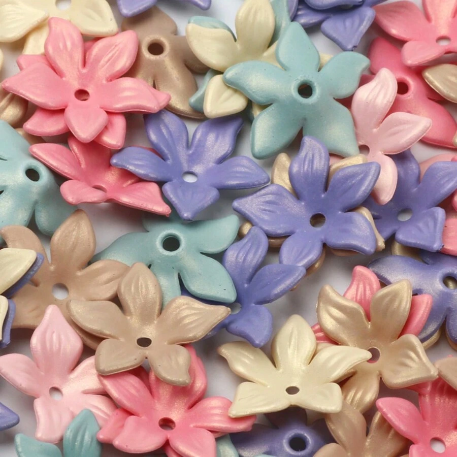 50入組21mm牽牛花設計亞克力珠蓋,非常適合diy手鍊和項鍊製作 - 50pcs 21mm - 查看 1