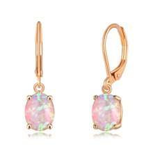 CiNily 1對火焰多色橢圓切割蛋白石擺動耳環,14k鍍金搭扣寶石掉耳環,適合女性和女孩的情人節禮物 - 橢圓 - 查看 7