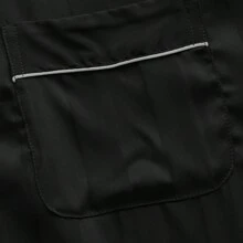 男士梭织缎面短袖睡衣套装（含短裤和纽扣衬衫），2件套，经典睡衣家居服，凉爽透气 - 黑色 - 查看 8