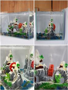 1入組模擬白玉水車-創意微景觀場景,兼具水車和假山特色,適用於小型和中型水族箱,為獲取最好效果,需連接氣泵 - 黑與白 - 查看 4