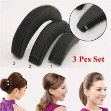 3pcs/Set DIY Fashion Heightening Puff Bangs Hair Pad Punta Clip Beehive Hairpin Hair Styling Tools Hair Maker Clip Black, Hair Volume Increase Puff Sponge Pad Bump Up Insert Base DIY Updo Styling Women Hair Accessories