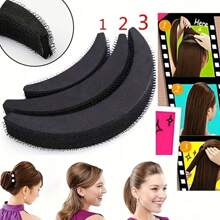 3pcs/Set DIY Fashion Heightening Puff Bangs Hair Pad Punta Clip Beehive Hairpin Hair Styling Tools Hair Maker Clip Black, Hair Volume Increase Puff Sponge Pad Bump Up Insert Base DIY Updo Styling Women Hair Accessories
