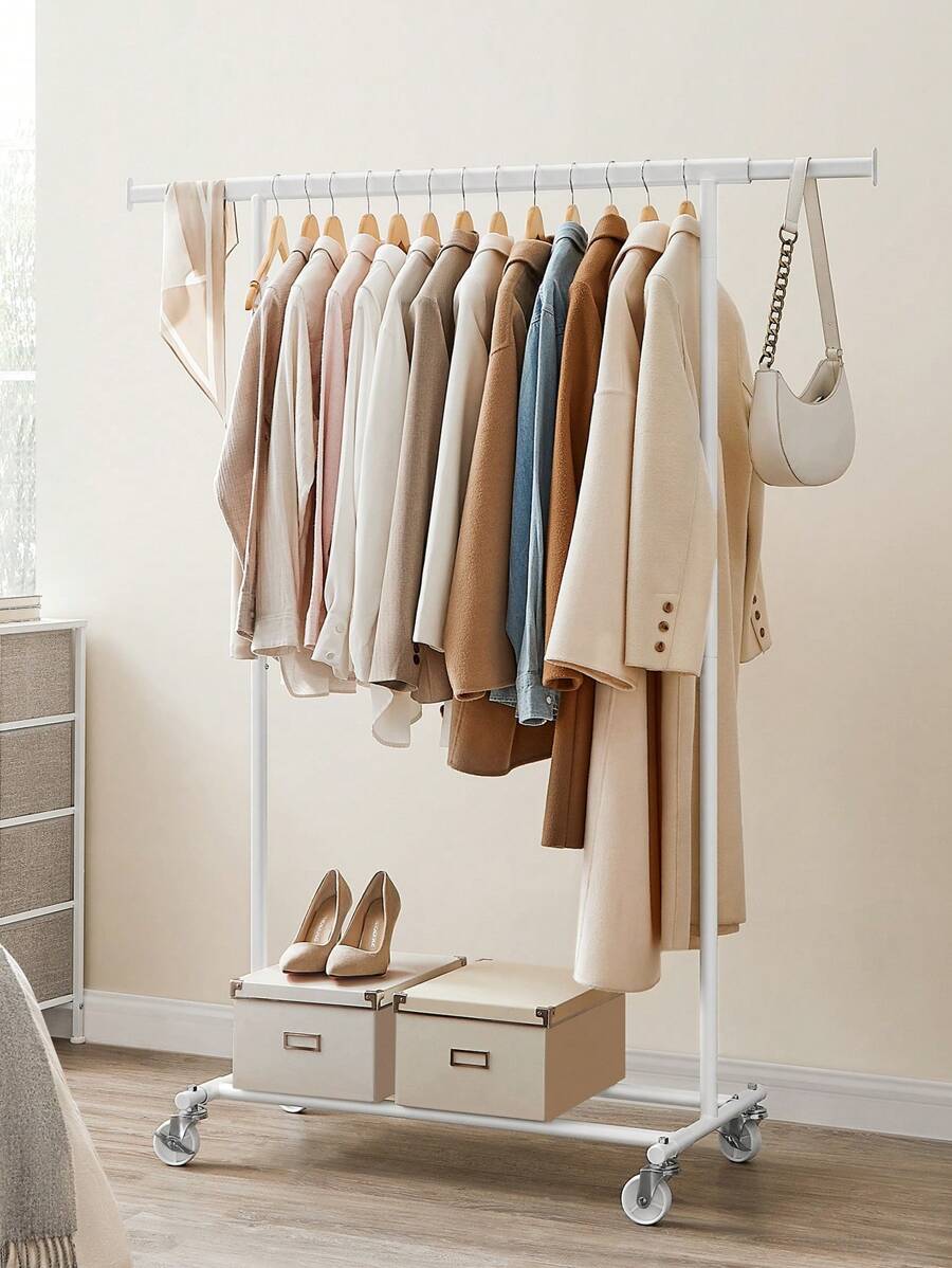 SONGMICS Clothes Rack On Wheels, Heavy Duty Clothes Rail, With ...