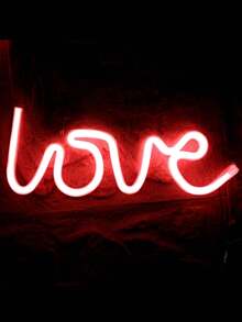 1pc Love Shaped Neon Light - Yellow - View 4