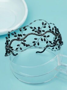 European And American Handmade Crystal Beaded Bridal Crown, Wedding Toast Tray Hair Decoration, Wedding Hair Net Headband - Black - View 5