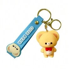 1pc Unisex Yellow Cartoon Bear Keychain Made Of Silicone Material, Adding Dynamism And Suitable For Daily Use - Vibrant Bear--school Uniform - View 5