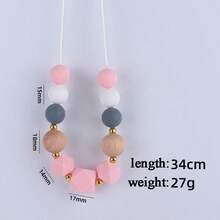 1pc Creative Colorful Silicone Octagonal Beaded Necklace For Children's Diy Handmade Jewelry Making - Black - View 6