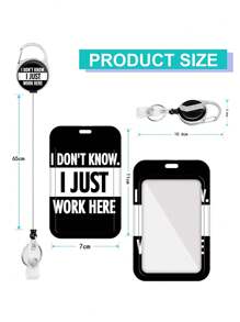 1个可伸缩证件套，趣味设计，适用于姓名牌、工作证，加厚竖款卡片保护套，适用于办公室、护士、医学生、教师、男士，可用作照片证件套、钱包、名片夹、信用卡夹、身份证夹，也适用于女士卡包。 - 黑與白 - 查看 7