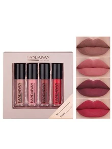 4 Piezas Brillo de labios Labiales Mate Larga Duracion Pintalabios Permanente Pinta Labios Larga Duracion Liquido Hidratante Impermeable Regalo San Valentín Cumpleaños para Mujeres Novia Niña (4 Colores) - Multicolor - Ver 6