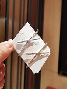 1pair Sparkling Personalized Cross X Shaped Rhinestone Hair Clip For Girls - 1 Silver + 1 Gold - View 1