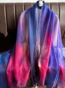 1pc Ladies Soft Chiffon Long Scarf, Suitable For Outdoor Activities/Casual Wear/Entertainment Purposes As Decoration - Multicolor - View 4