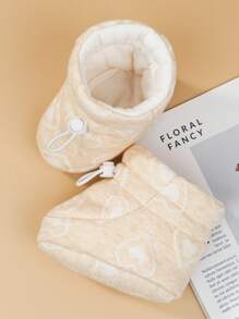 1pair Cute Baby Anti-Slip Warm Floor Socks With Drawstring - Mint Green - View 2