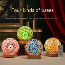 巴洛克風格夜燈波西米亞裝飾玻璃燈,創意自由浪漫充電桌燈 - 波西米亞綠 - 查看 11