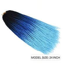 TOMO 1片式24英寸三色漸層預捻senegalese扭結仿手編螺旋小辮,1包30股,漸層藍色 - 漸層 - 查看 4