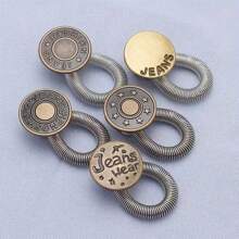 5pcs Random Button Extender For Pants Jeans Free Sewing Adjustable Retractable Waist Extenders Metal Buttons Waistband Expander - Multicolor - View 2