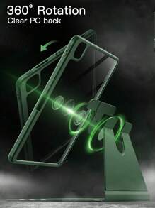 360度旋转保护套，带笔槽，兼容iPad - 深绿色 - 墨綠色 - 查看 7