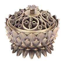 1 件平頂金剛乘靈器蓮花座香爐合金八寶盤香爐招財茶香器青銅小香爐家居裝飾擺件 - 銅色 - 查看 6