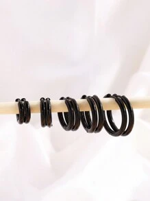 10 件精美设计个性化不锈钢素面圆形耳环适合女性日常佩戴，不褪色