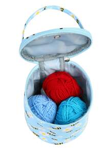 1pc Yarn Storage Bag Round Knitting Wool Yarn Bags Organizer Crochet Sewing Needles Handbag Weave Tools Accessories Bowl Crafts Tote - Multicolor - View 7