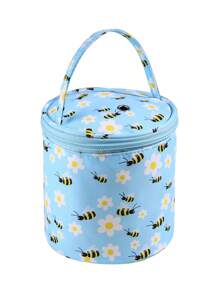 1pc Yarn Storage Bag Round Knitting Wool Yarn Bags Organizer Crochet Sewing Needles Handbag Weave Tools Accessories Bowl Crafts Tote - Multicolor - View 9