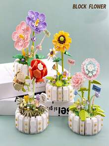 520 件裝向日葵 Diy 花束積木創意桌面裝飾節日禮物 - 黃色 - 查看 3