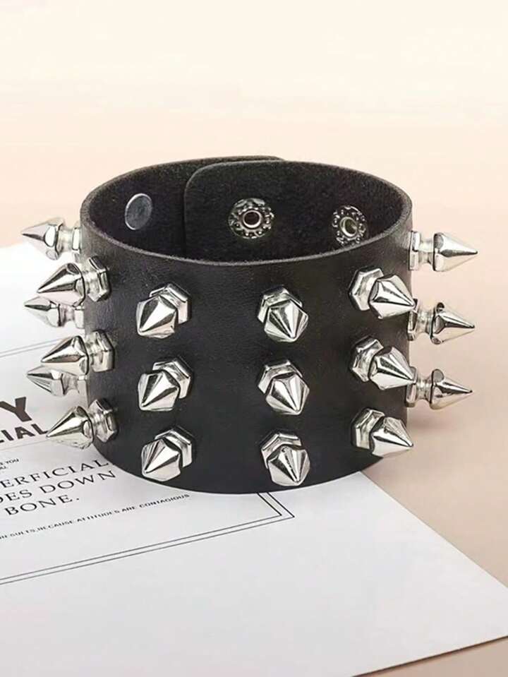 Punk Studded Bracelet Goth Rock Leather Spiked Accessories