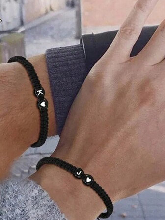 1PC 26 Letters Couple Bracelets For Women Teen Girls Adjustable A-Z Initials Braided Bangles Graduation Birthday Gifts Jewelry Valentine's Day Valentines,Mom,Mother,Mother's Day,Gift