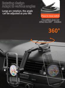 1入隨機卡通亞克力板車用手機架，升級版可調整水平和垂直手機架，適用於車輛儀表板和出風口，與所有手機兼容 - 彩色 - 查看 5