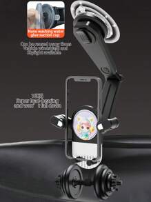 1入隨機卡通亞克力板車用手機架，升級版可調整水平和垂直手機架，適用於車輛儀表板和出風口，與所有手機兼容 - 彩色 - 查看 4
