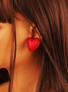 1對女士簡約紅色心形耳釘,受歡迎且與甜美,適合送給朋友、女性和好友慶祝新年 - 紅色 - 查看 5