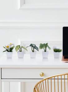 1set (5pcs) Simulation Plant Pot Combination Home Spring Mini Wedding Valentine's Day New Year Party Decoration Gift - Multicolor - View 11