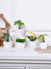 1set (5pcs) Simulation Plant Pot Combination Home Spring Mini Wedding Valentine's Day New Year Party Decoration Gift - Multicolor - View 3