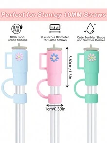 2入組可愛的吸管防塵蓋和吸管塞,可重複使用的飲品吸管套件,非常適合廚房、餐廳、下午茶、奶茶 / 咖啡店和家庭使用 - 彩色 - 查看 2
