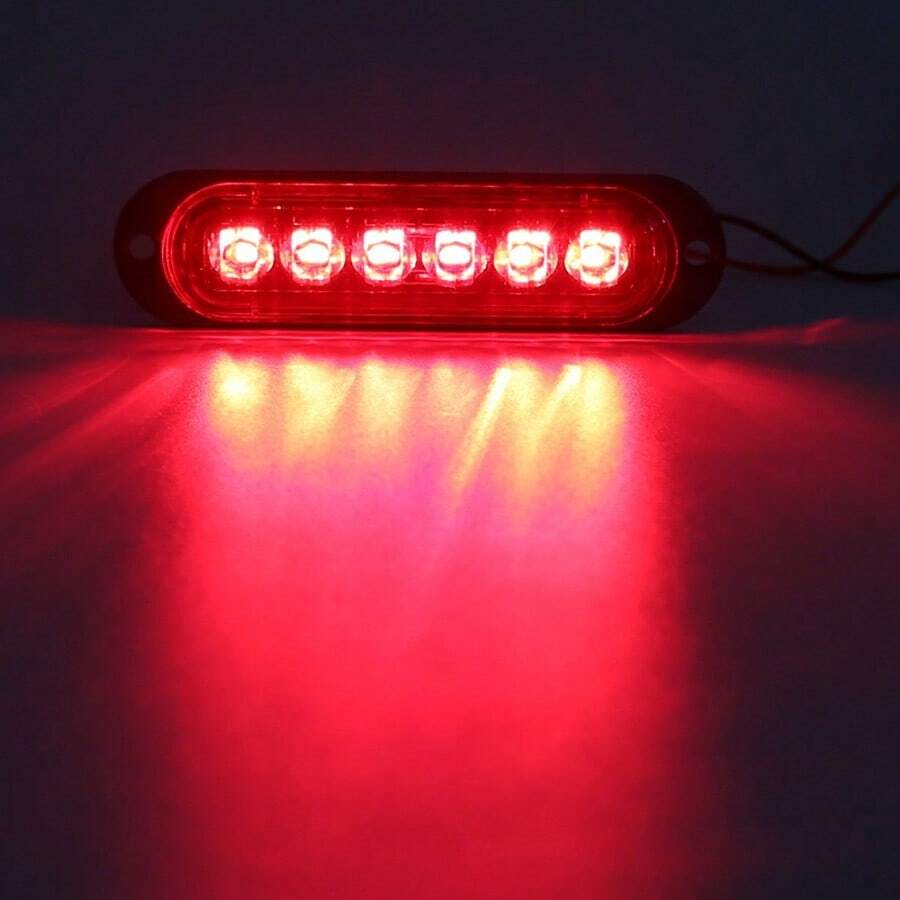 12v-24v 6led燈拖車側標識燈,防水表面安裝照明通用指示燈前後尾燈 - 紅色 - 查看 1