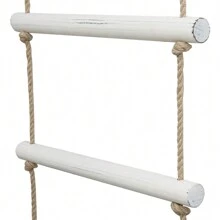 1pc Wooden Wall Mount Towel Rack Ladder With 5 Rungs And Rustic Rope For Bathroom Towel Drying