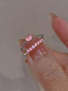 2 stuks/set hartvormige koppelsring met strass-steentjes, cadeau voor koppels voor een date, vakantie, Valentijnsdag, moeder, moederdag, cadeau